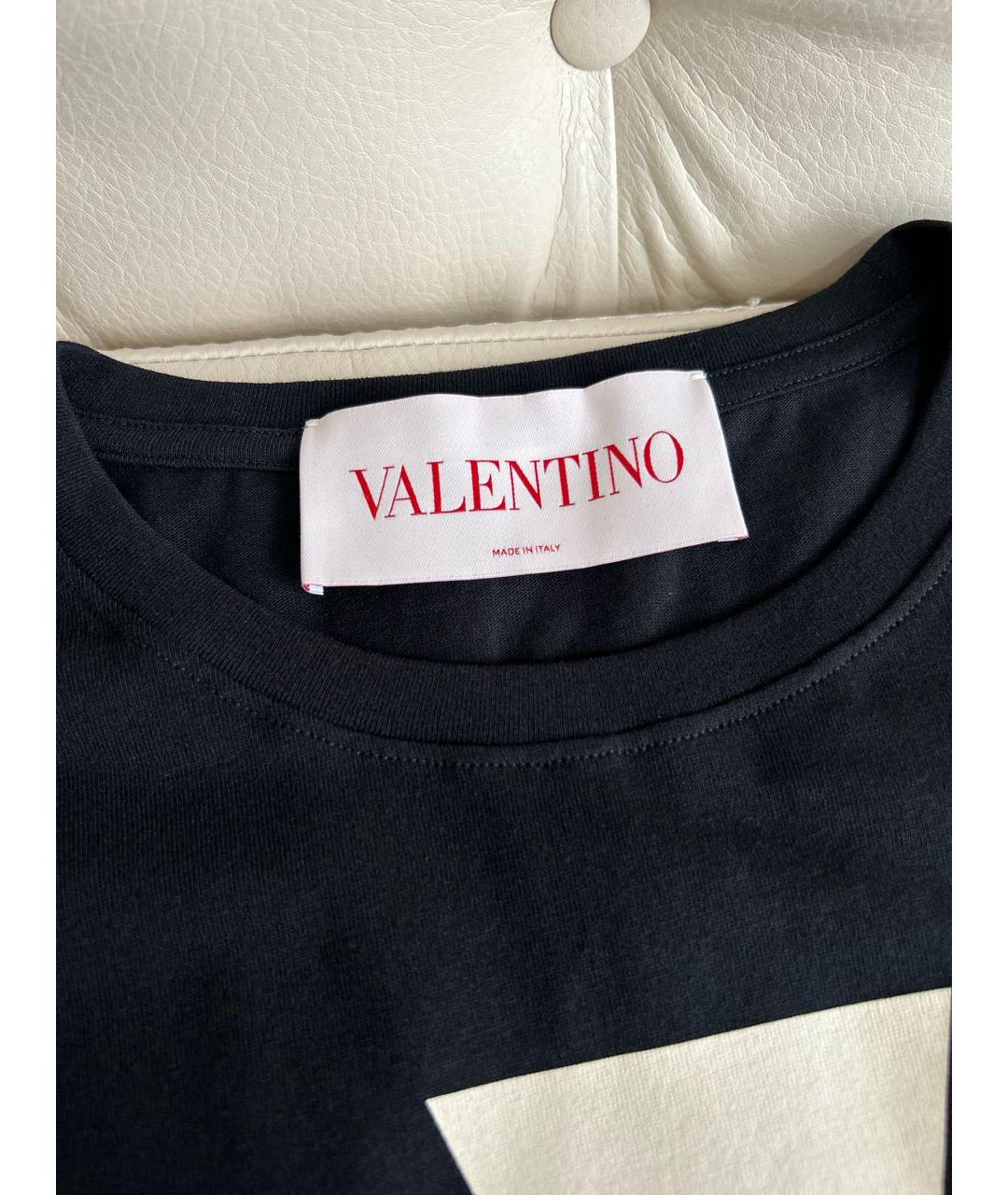 VALENTINO Черная хлопко-эластановая футболка, фото 5