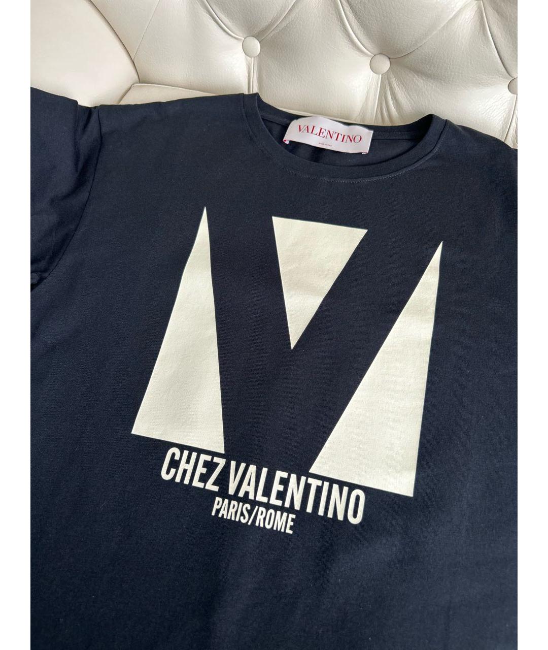 VALENTINO Черная хлопко-эластановая футболка, фото 4