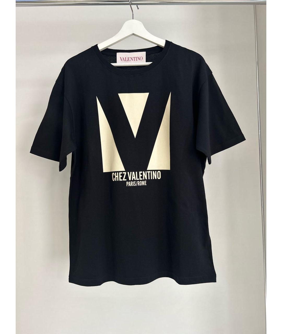 VALENTINO Черная хлопко-эластановая футболка, фото 9