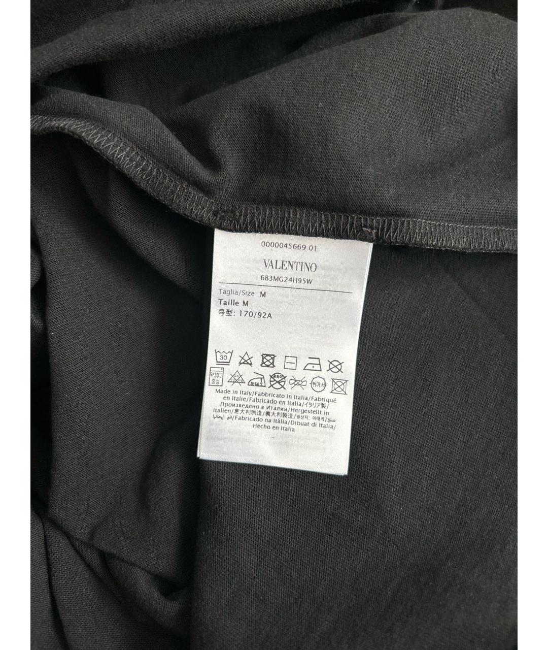 VALENTINO Черная хлопко-эластановая футболка, фото 6