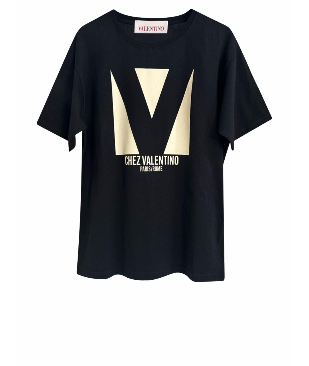 VALENTINO Черная хлопко-эластановая футболка, фото 1