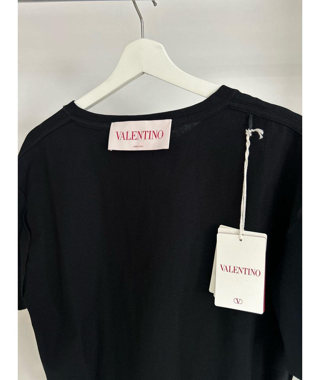 VALENTINO Черная хлопко-эластановая футболка, фото 3