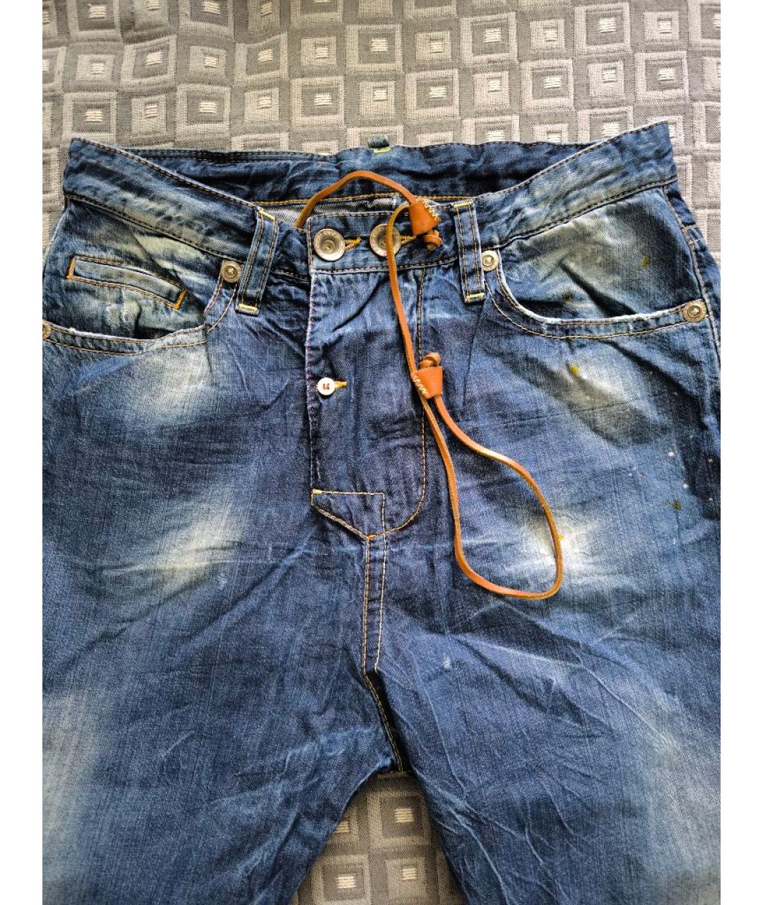DSQUARED2 Синие хлопковые прямые джинсы, фото 3