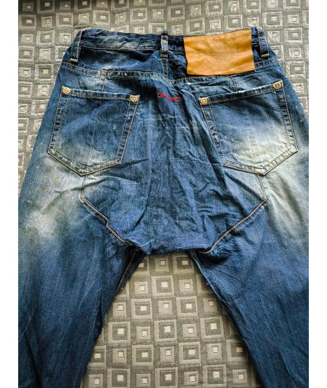 DSQUARED2 Синие хлопковые прямые джинсы, фото 4