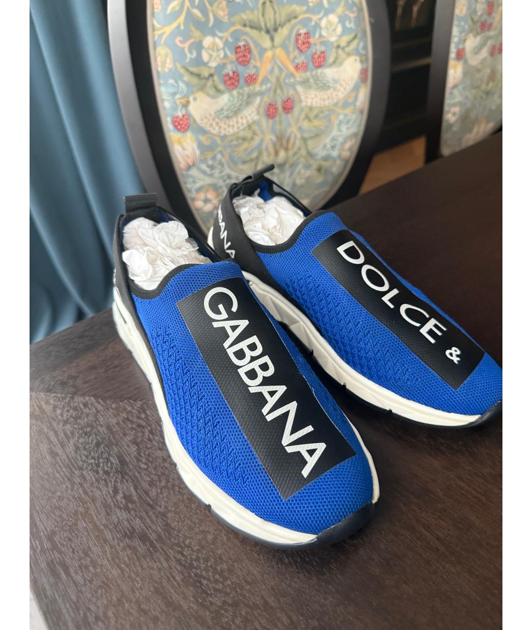 DOLCE&GABBANA Синие текстильные кеды, фото 2