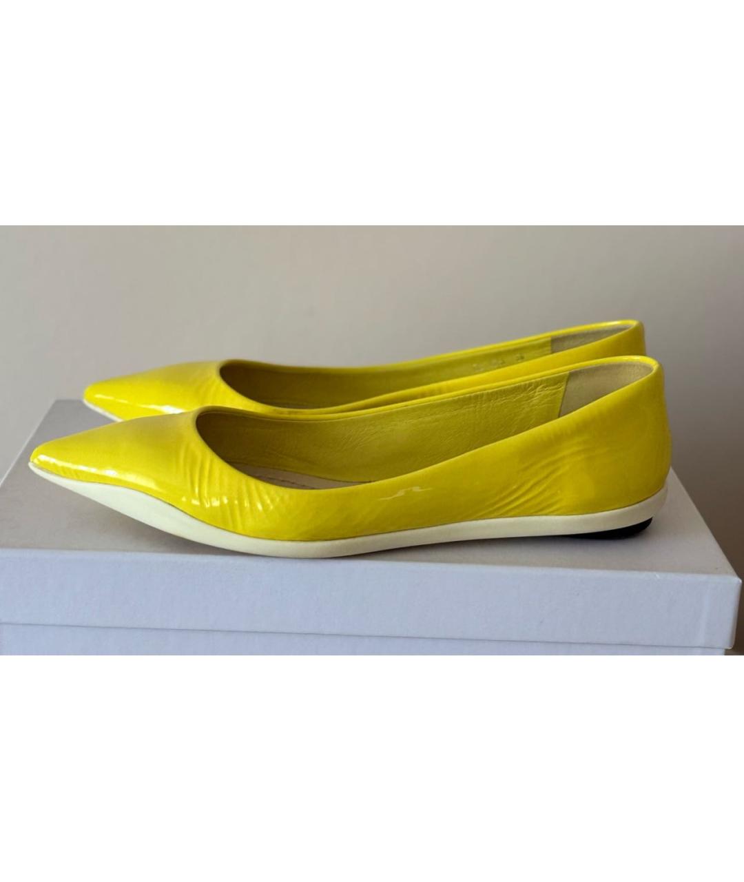 CHRISTIAN DIOR Желтые балетки из лакированной кожи, фото 5