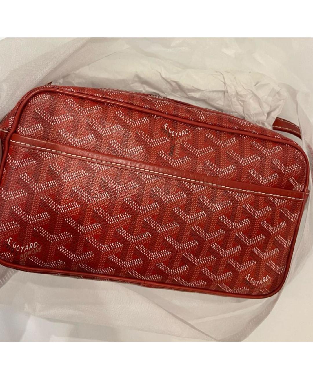 GOYARD Красная кожаная сумка на плечо, фото 2