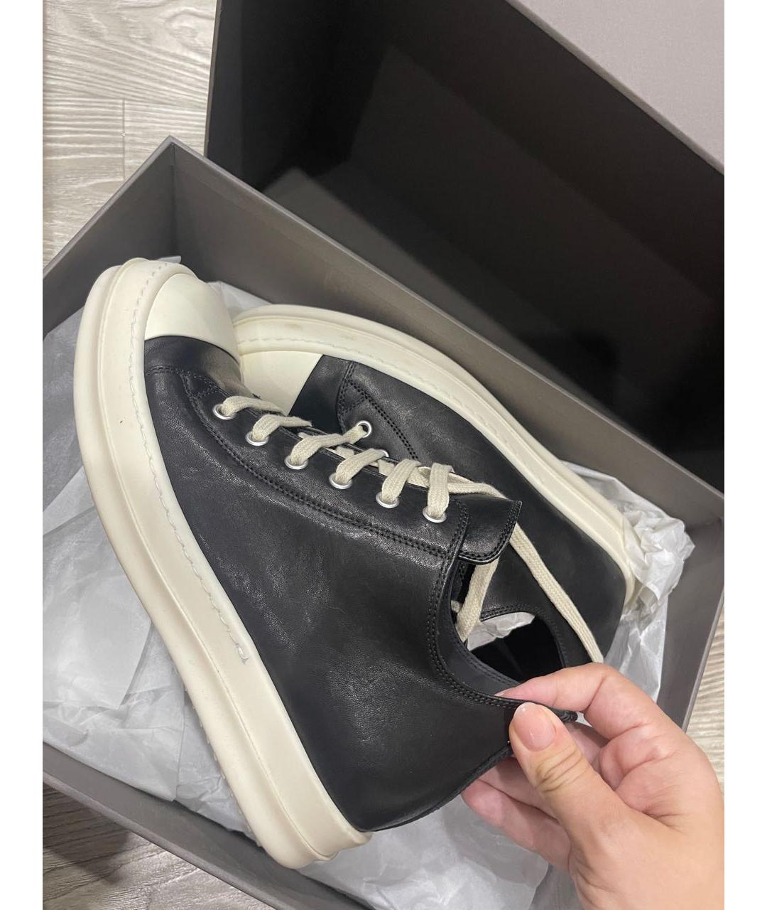 RICK OWENS DRKSHDW Черные кожаные кеды, фото 4