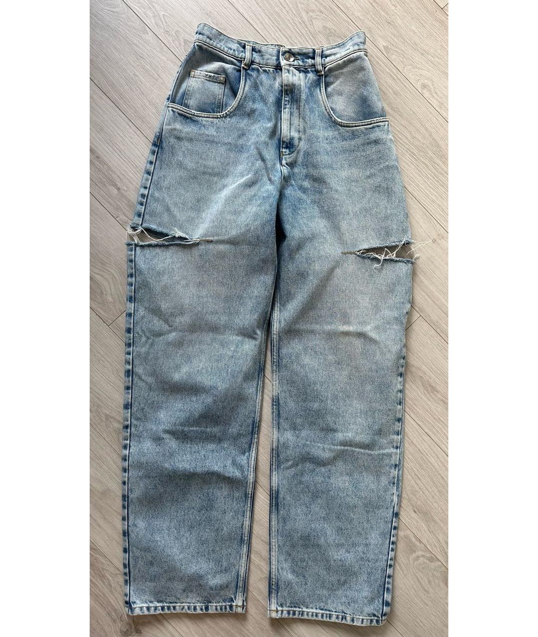 MAISON MARGIELA Голубые хлопковые прямые джинсы, фото 6