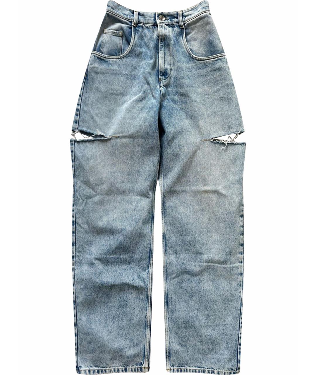 MAISON MARGIELA Голубые хлопковые прямые джинсы, фото 1