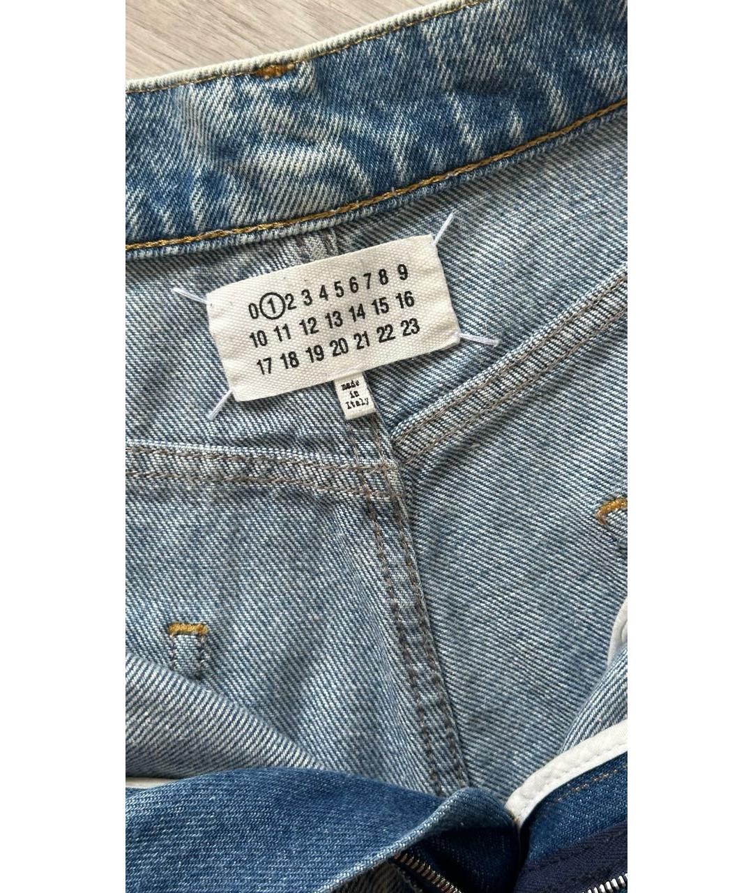 MAISON MARGIELA Голубые хлопковые прямые джинсы, фото 3