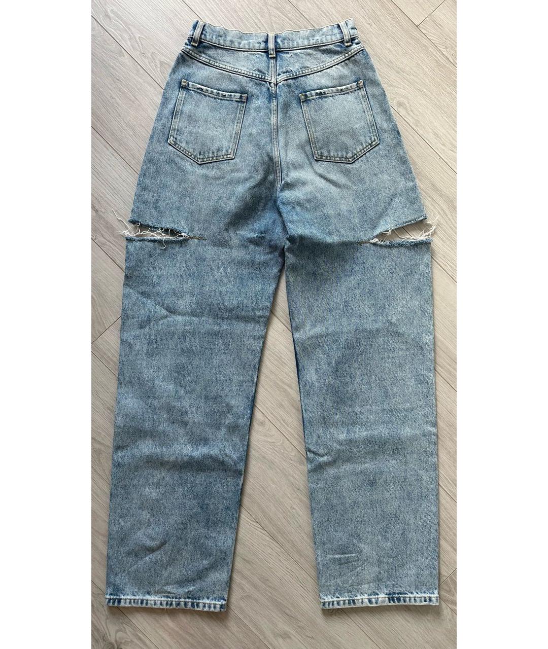 MAISON MARGIELA Голубые хлопковые прямые джинсы, фото 2