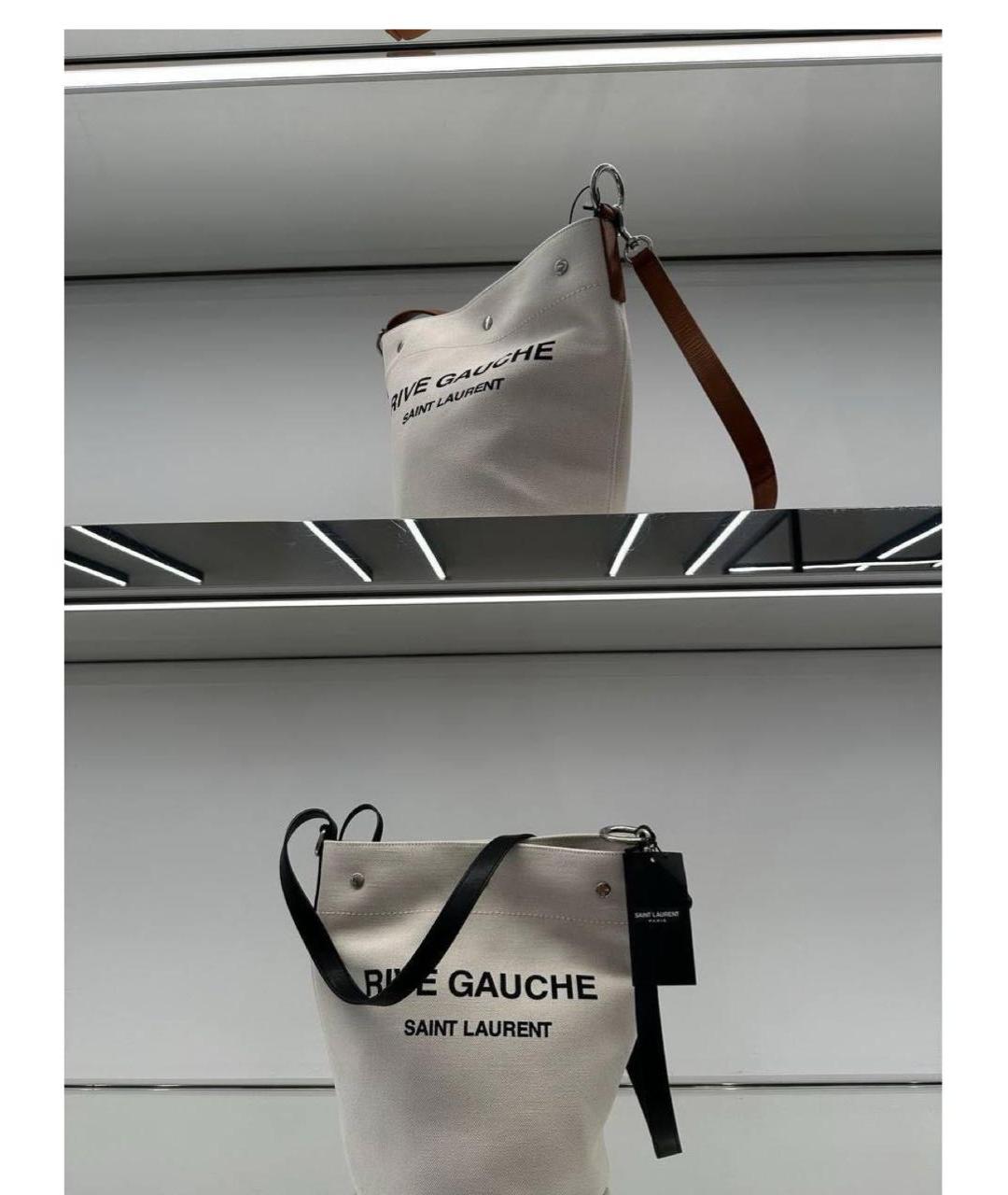 SAINT LAURENT Бежевая льняная пляжная сумка, фото 6