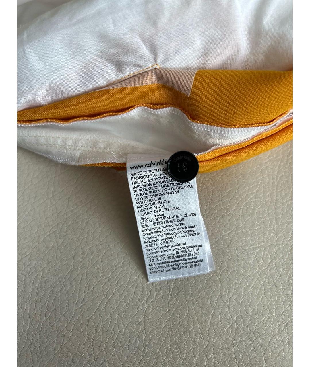 CALVIN KLEIN Горчичные шелковые прямые брюки, фото 7