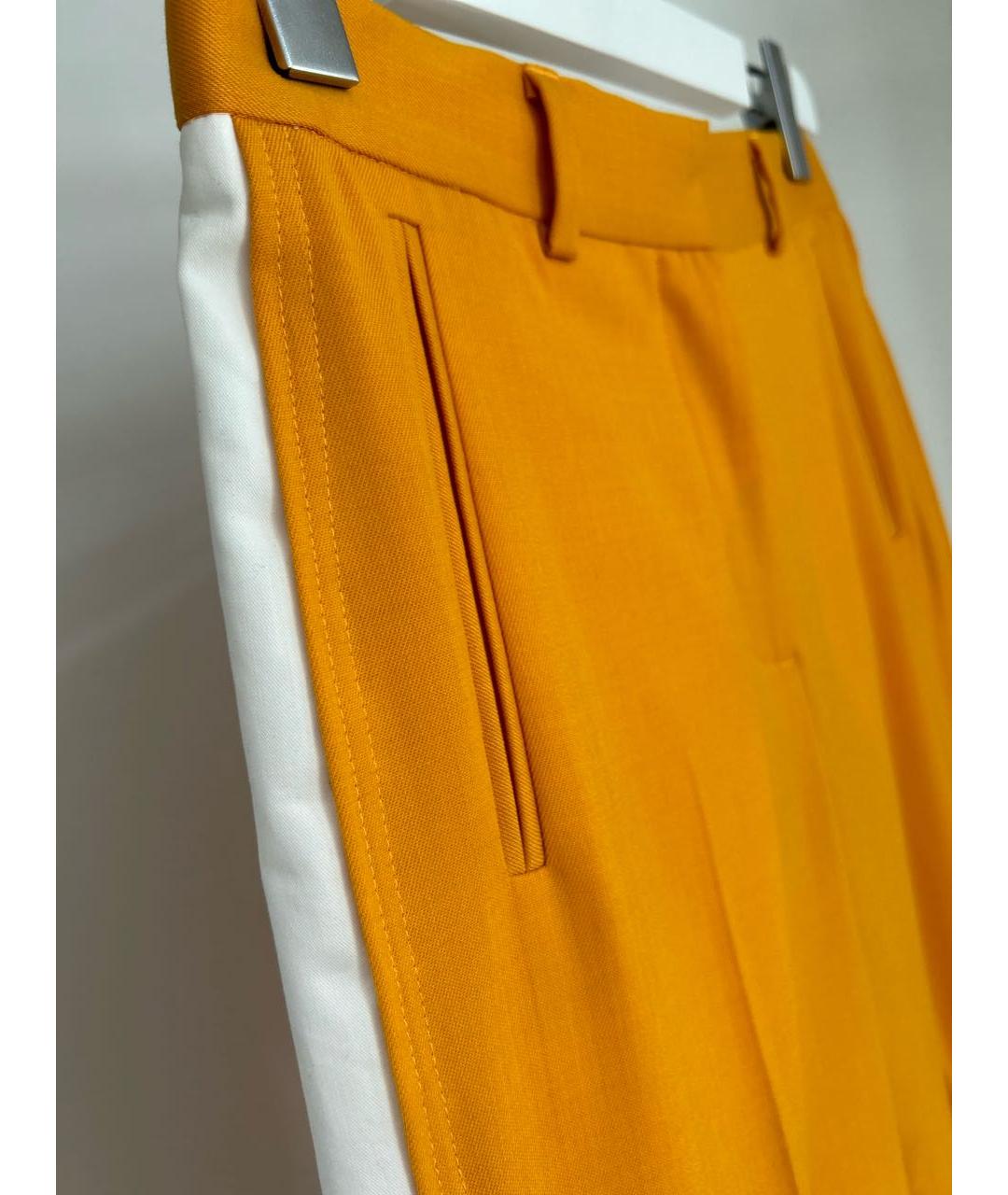 CALVIN KLEIN Горчичные шелковые прямые брюки, фото 4