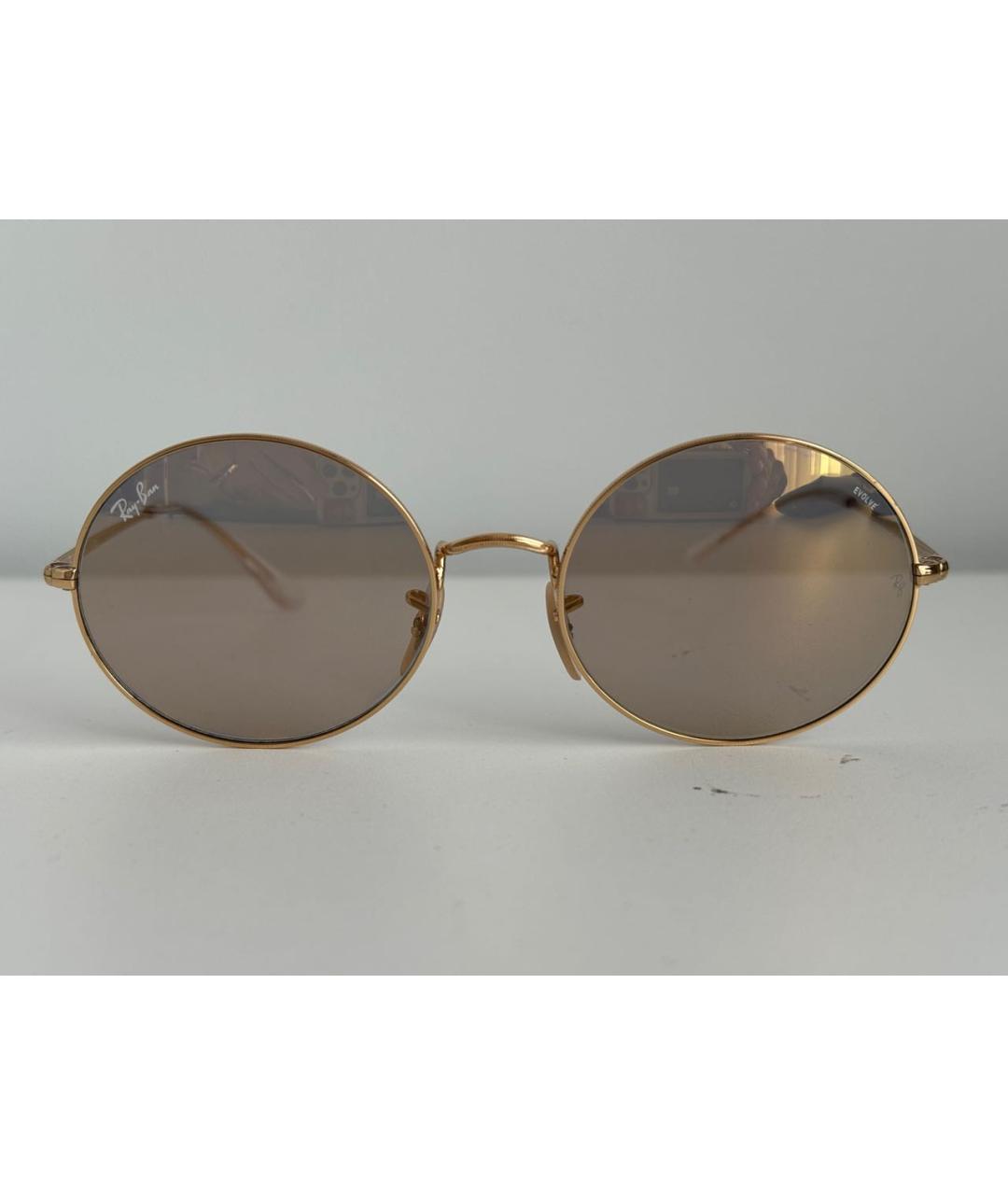 RAY BAN Золотые металлические солнцезащитные очки, фото 5