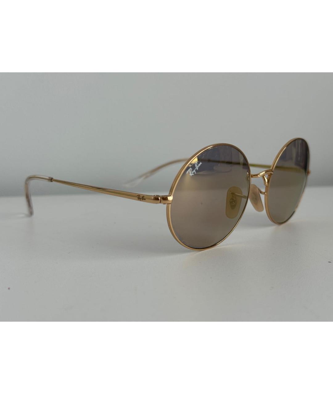 RAY BAN Золотые металлические солнцезащитные очки, фото 2