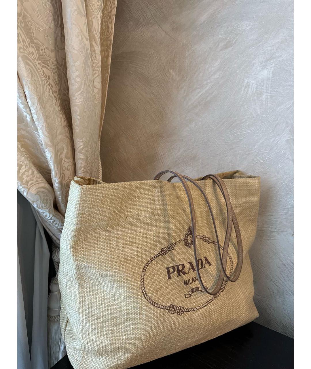 PRADA Бежевая пляжная сумка, фото 3