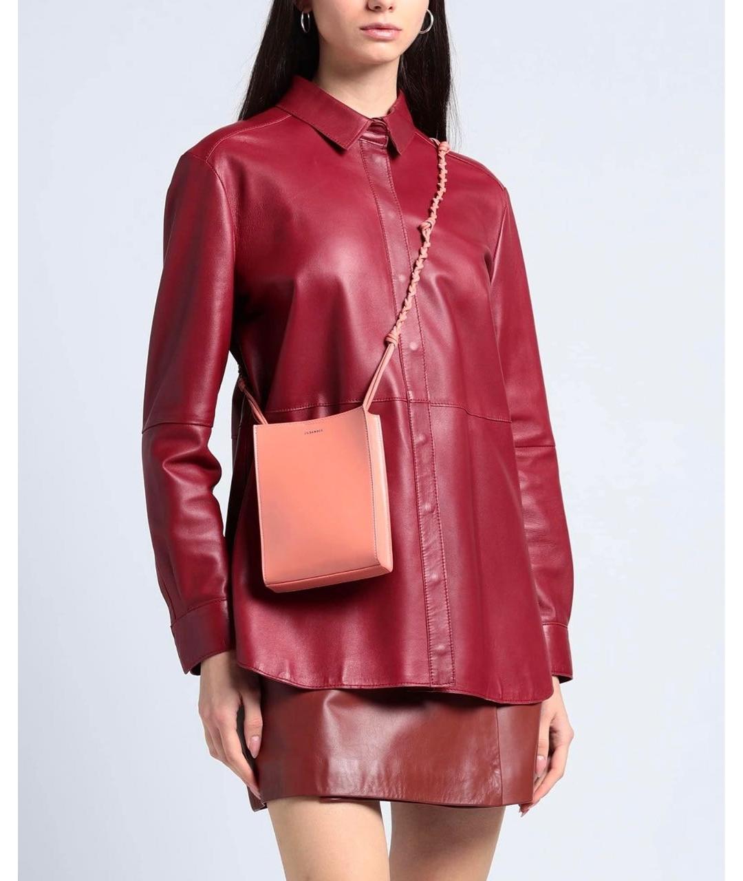 JIL SANDER Коралловая кожаная сумка через плечо, фото 4