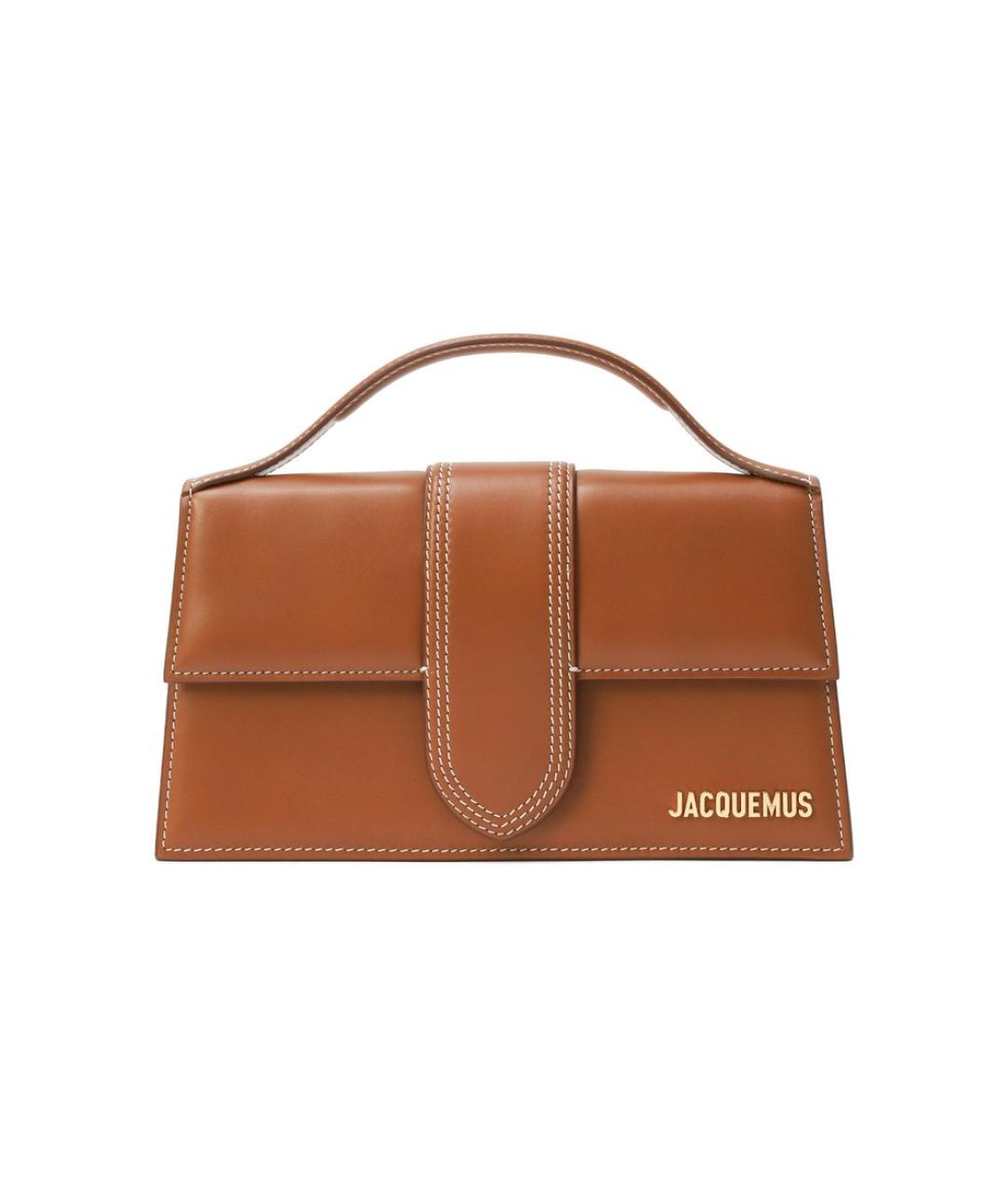 JACQUEMUS Коричневая кожаная сумка с короткими ручками, фото 1