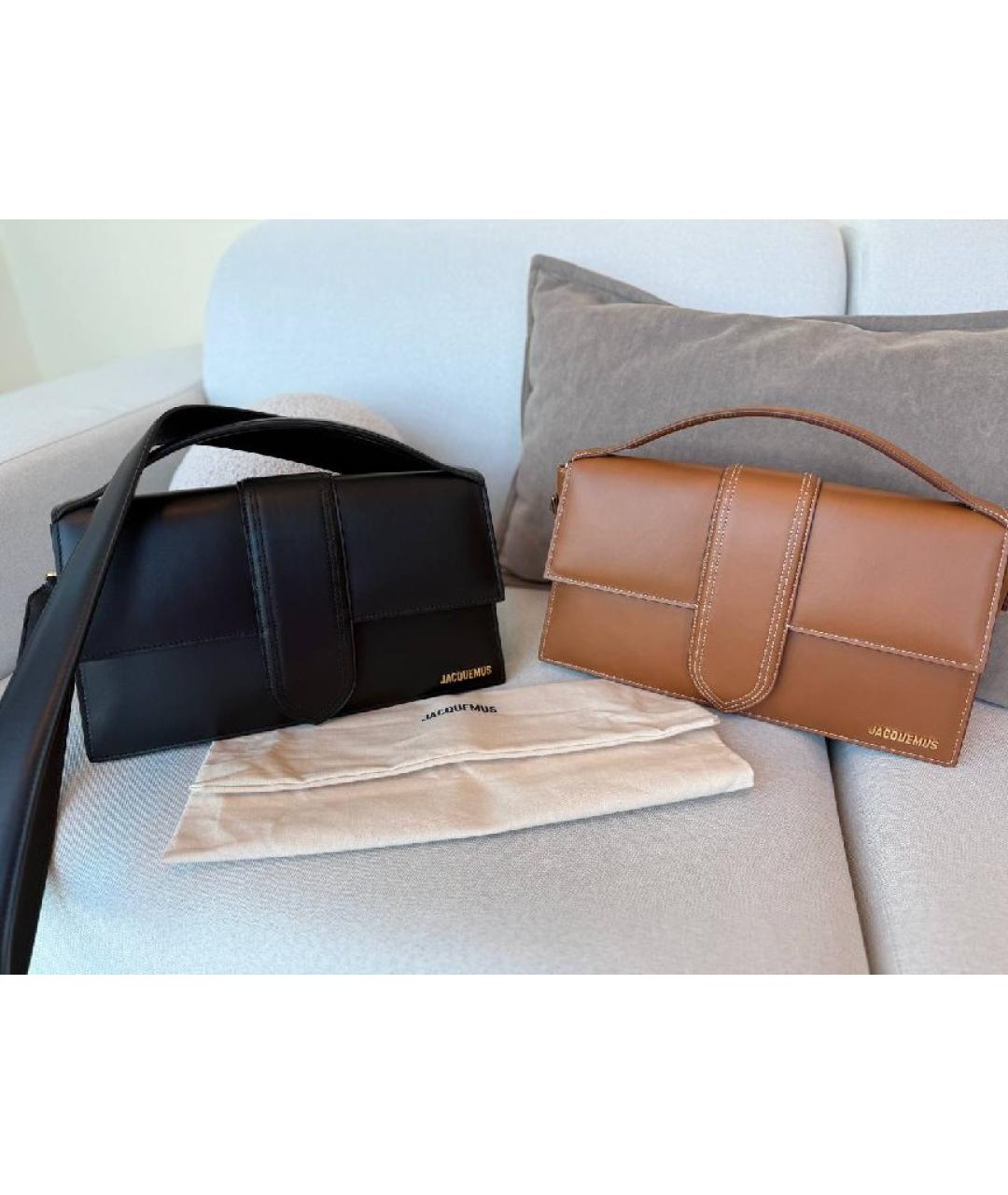 JACQUEMUS Коричневая кожаная сумка с короткими ручками, фото 5