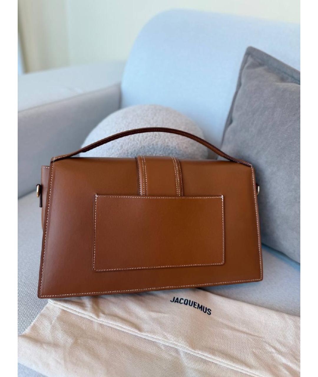 JACQUEMUS Коричневая кожаная сумка с короткими ручками, фото 7
