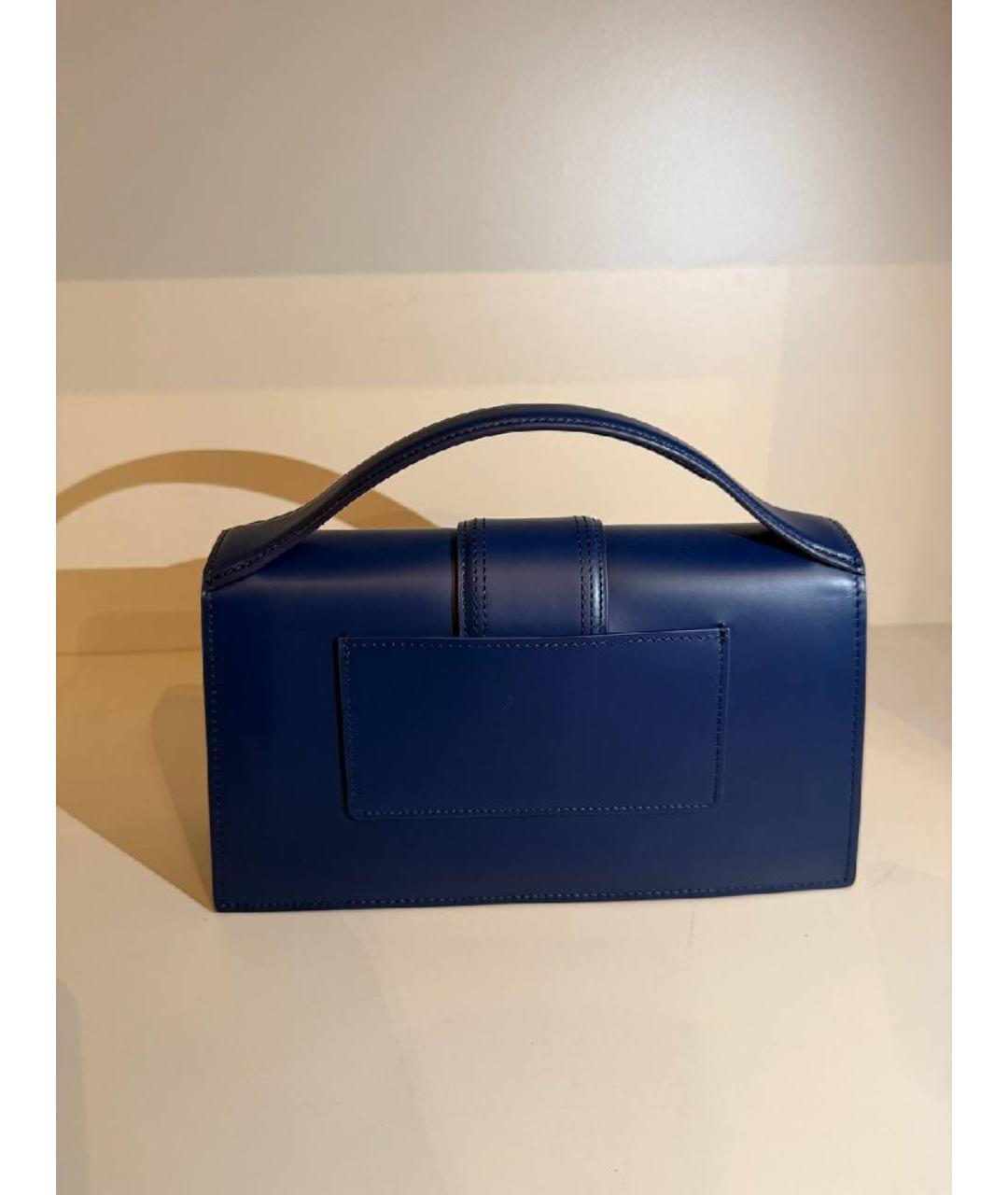 JACQUEMUS Темно-синяя кожаная сумка с короткими ручками, фото 3