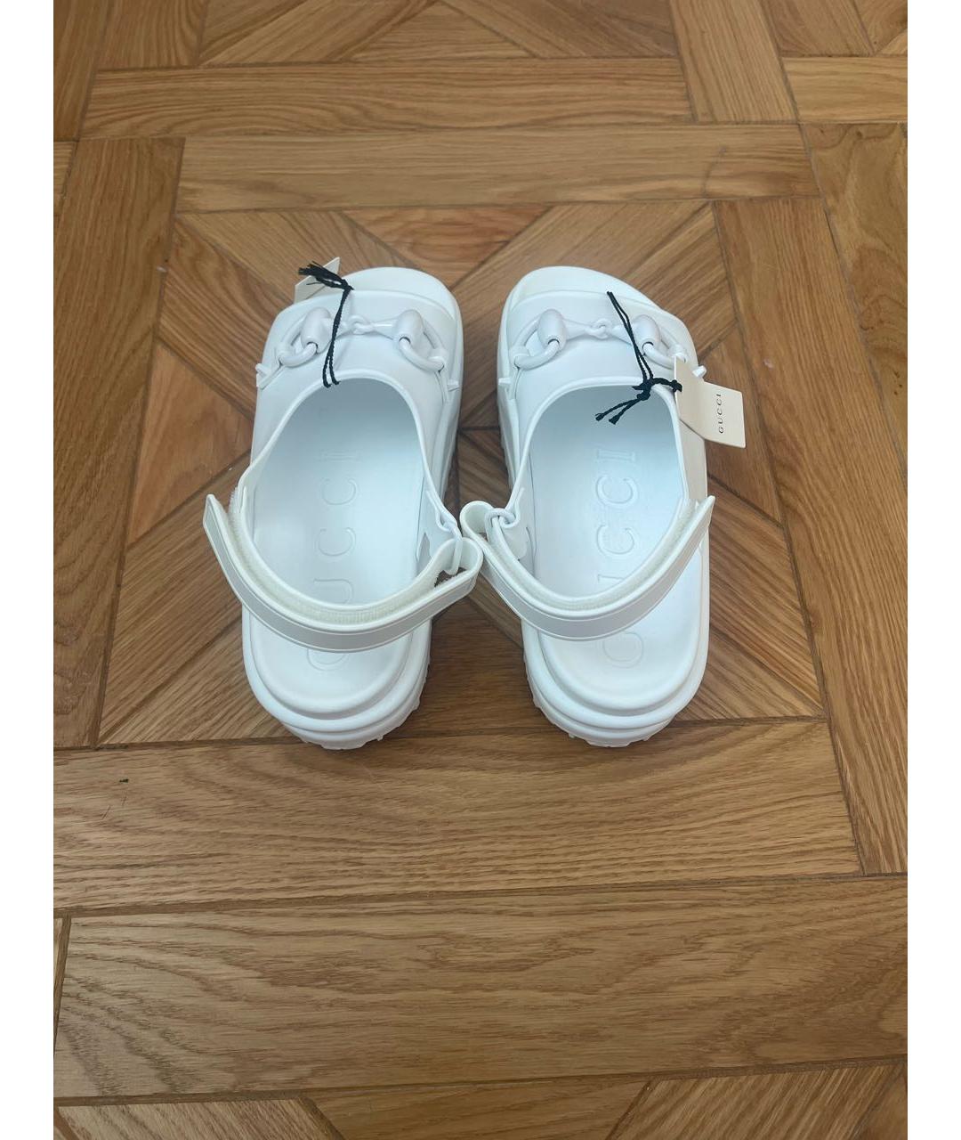GUCCI Белые резиновые сандалии, фото 4