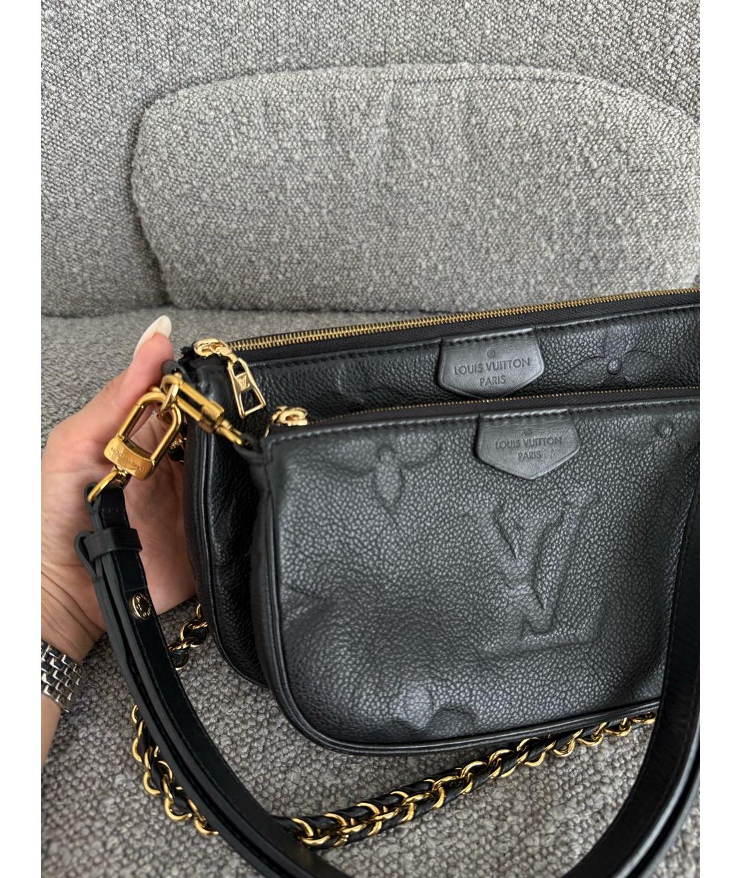 LOUIS VUITTON Черная кожаная сумка через плечо, фото 2