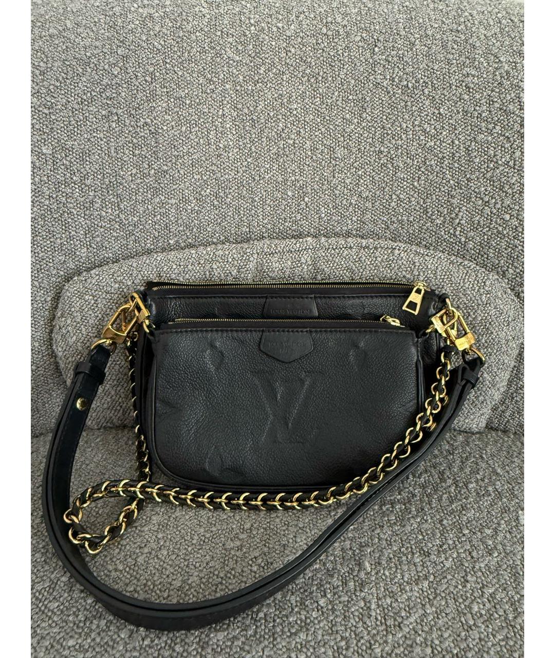 LOUIS VUITTON Черная кожаная сумка через плечо, фото 8