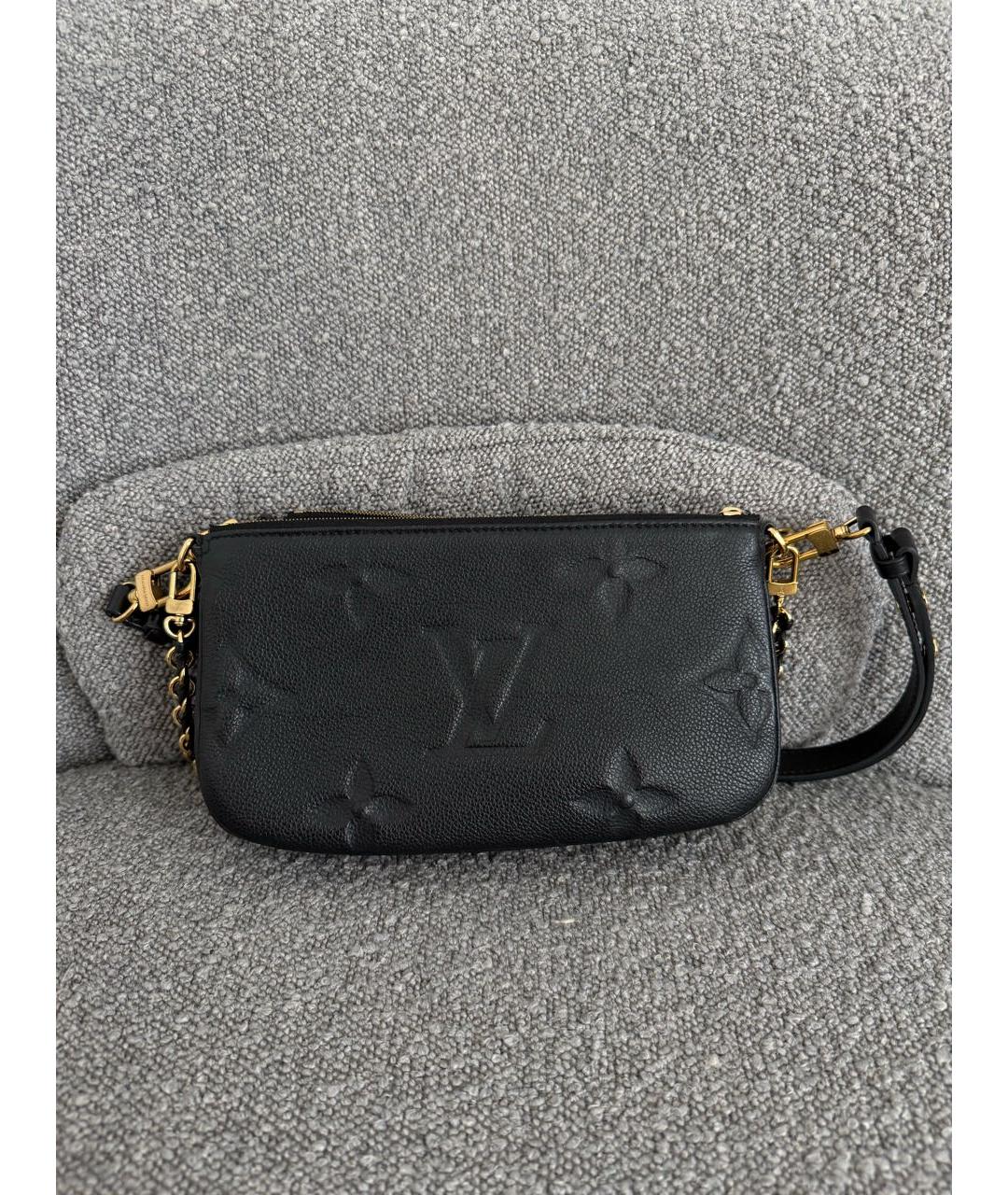 LOUIS VUITTON Черная кожаная сумка через плечо, фото 3