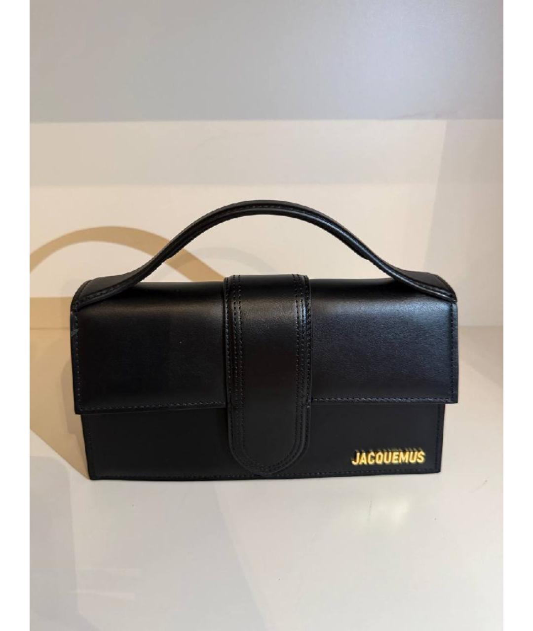 JACQUEMUS Черная кожаная сумка с короткими ручками, фото 6
