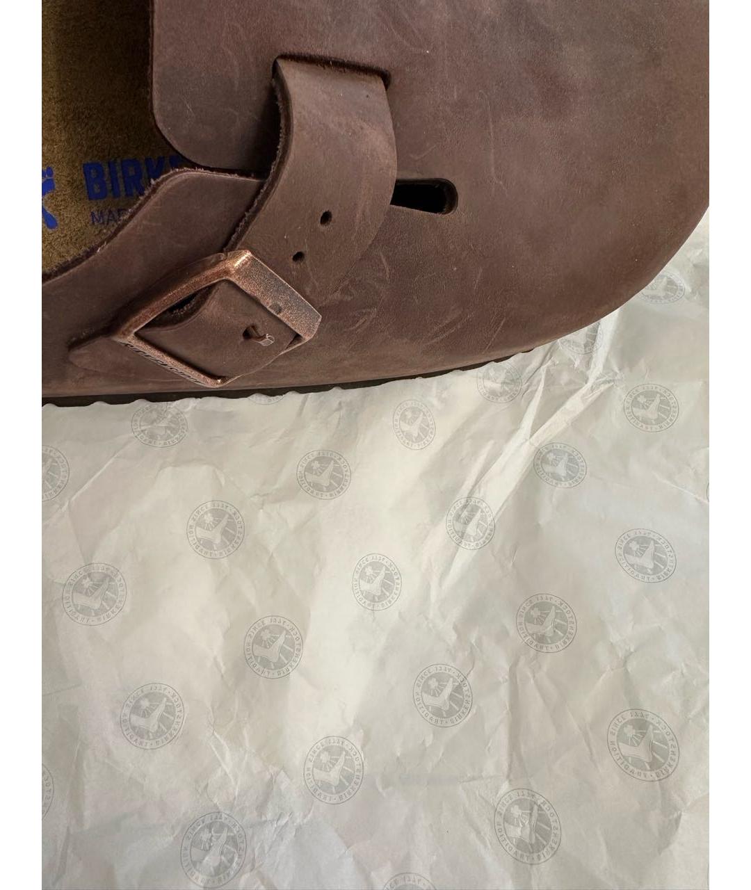 BIRKENSTOCK Коричневые кожаные сандалии, фото 5