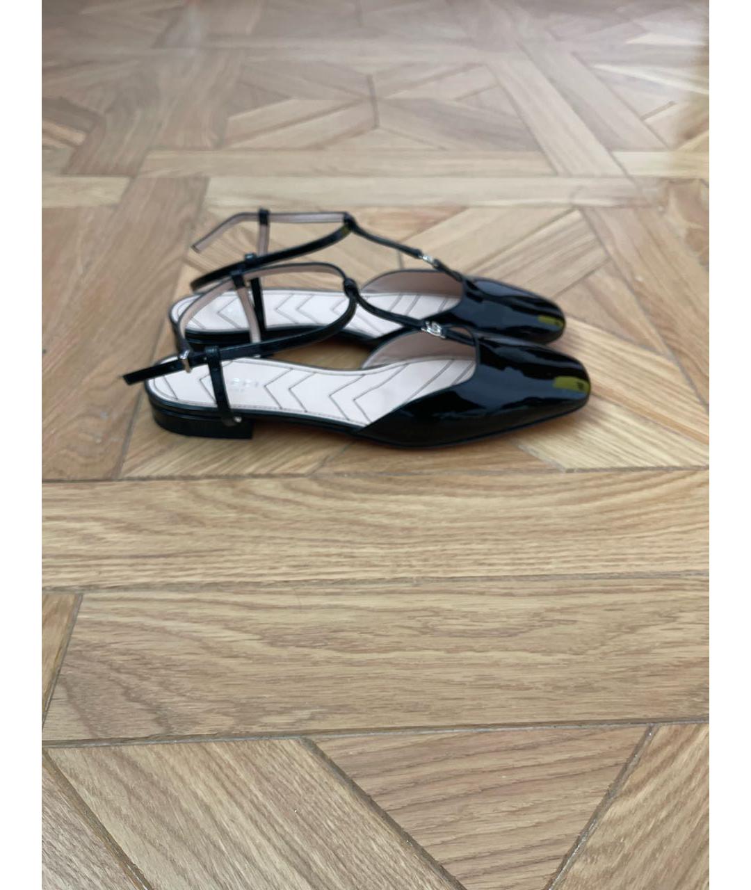 GUCCI Черные сабо из лакированной кожи, фото 5