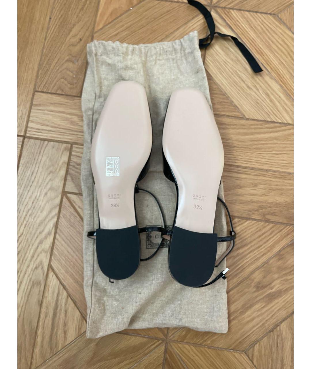 GUCCI Черные сабо из лакированной кожи, фото 4