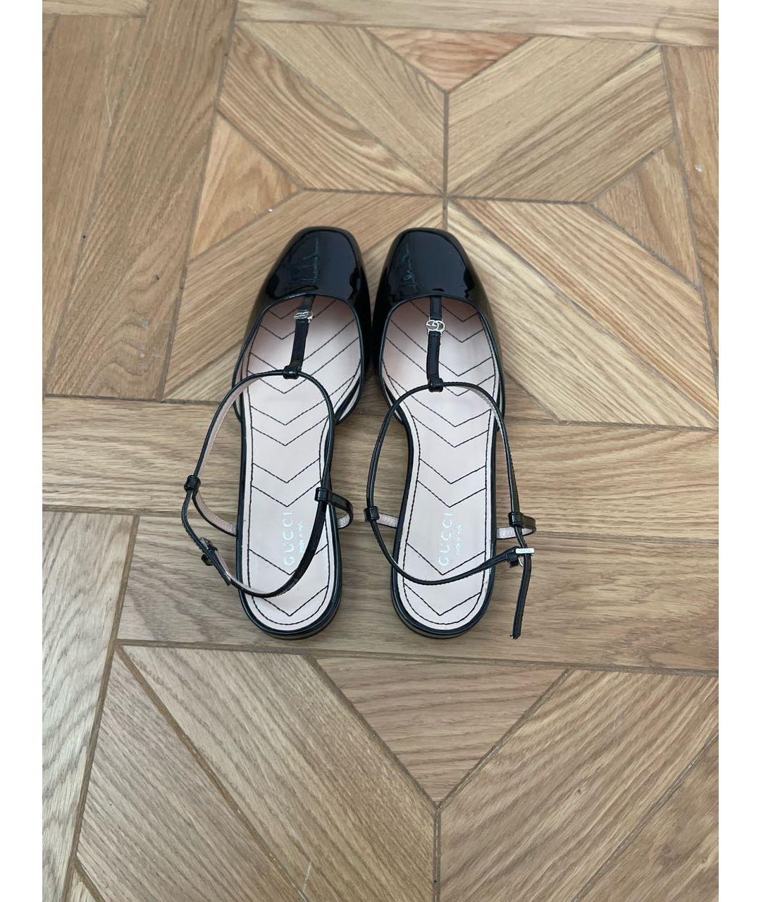 GUCCI Черные сабо из лакированной кожи, фото 3