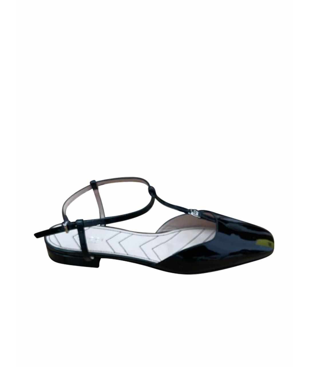 GUCCI Черные сабо из лакированной кожи, фото 1
