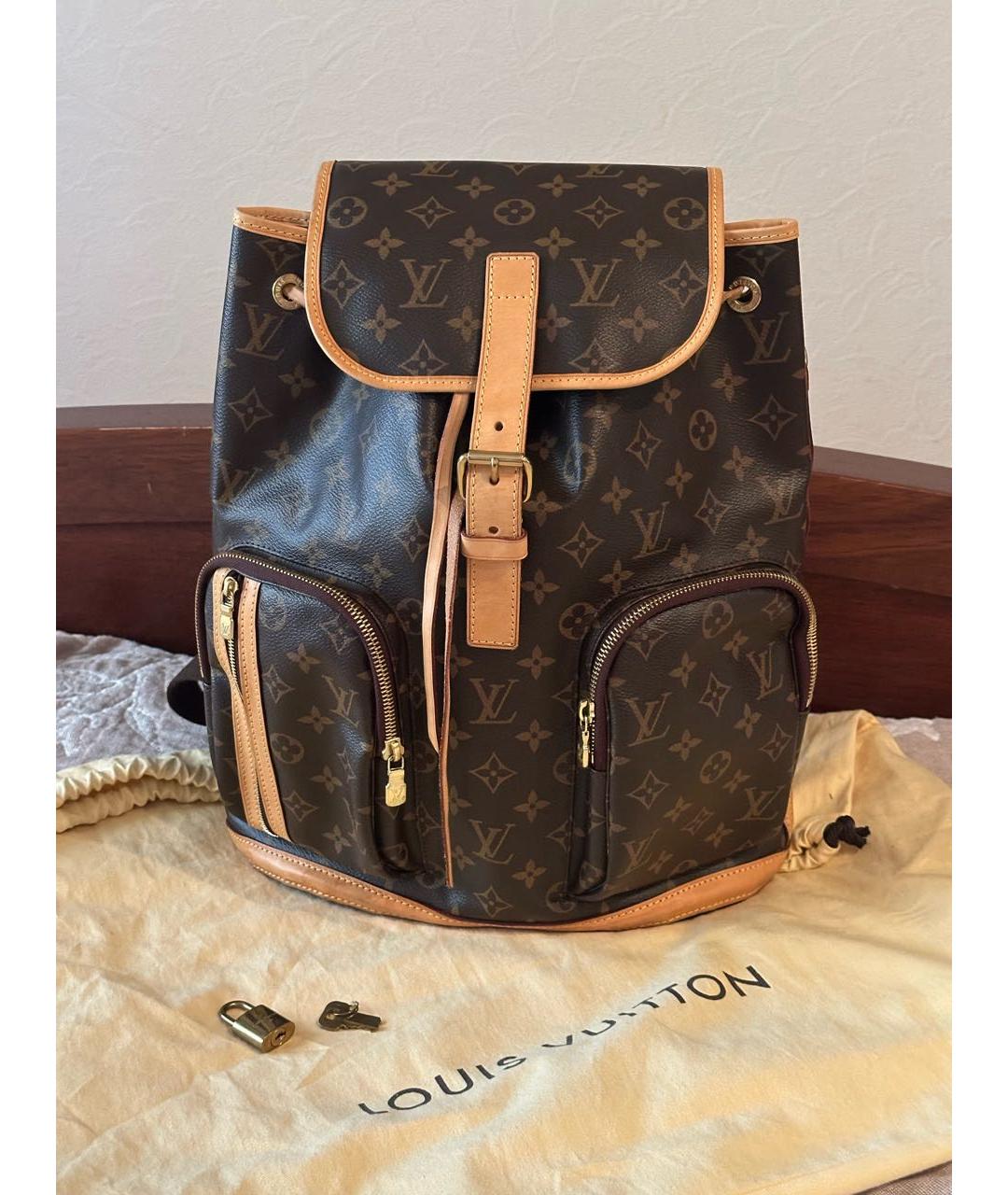 LOUIS VUITTON Коричневый кожаный рюкзак, фото 5