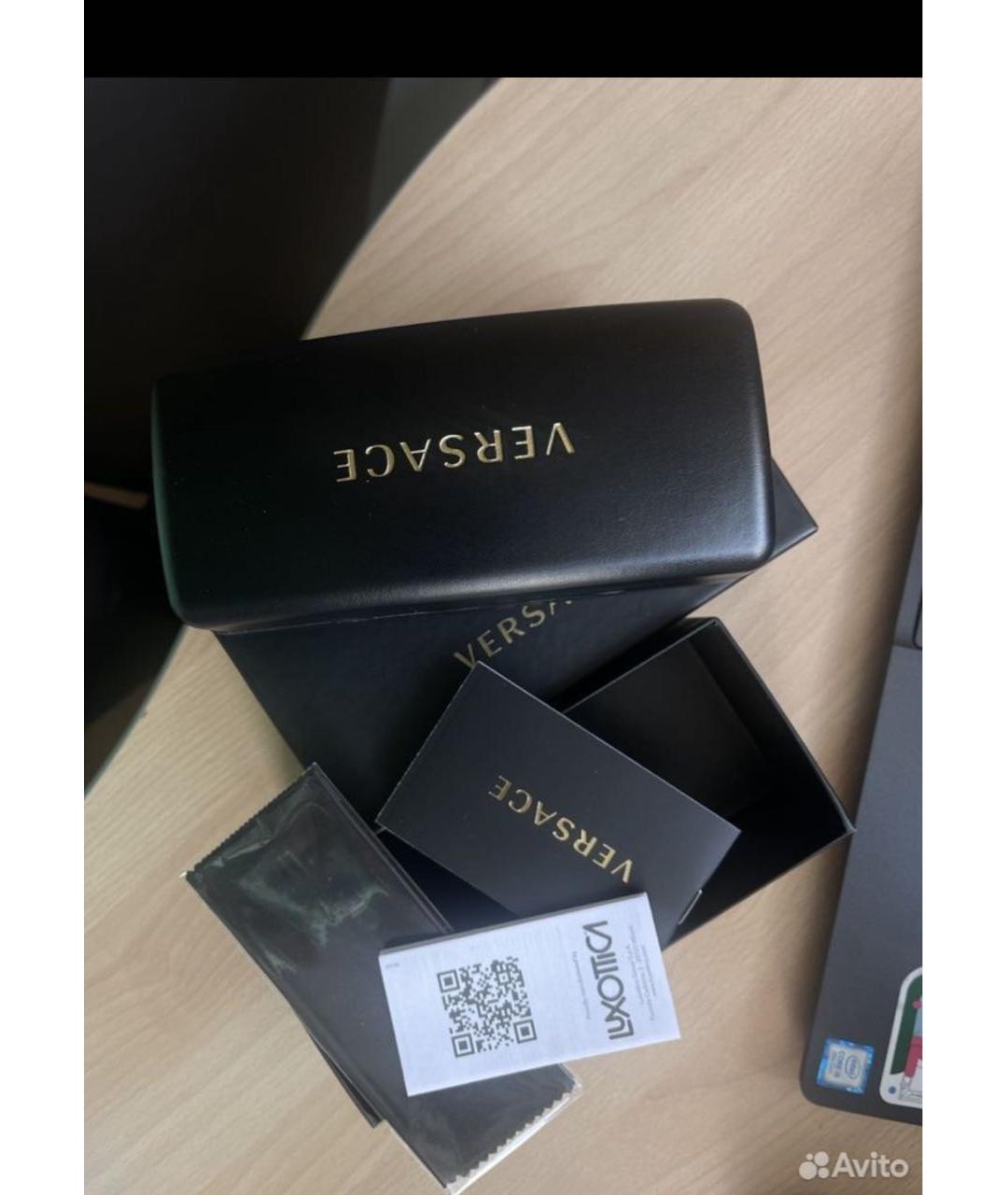 VERSACE Черные металлические солнцезащитные очки, фото 3