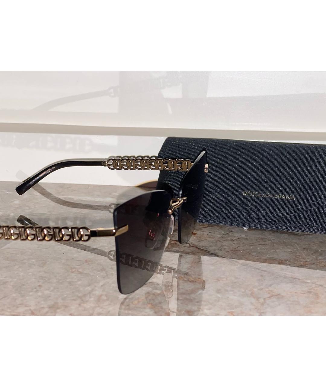 DOLCE&GABBANA Золотые металлические солнцезащитные очки, фото 2