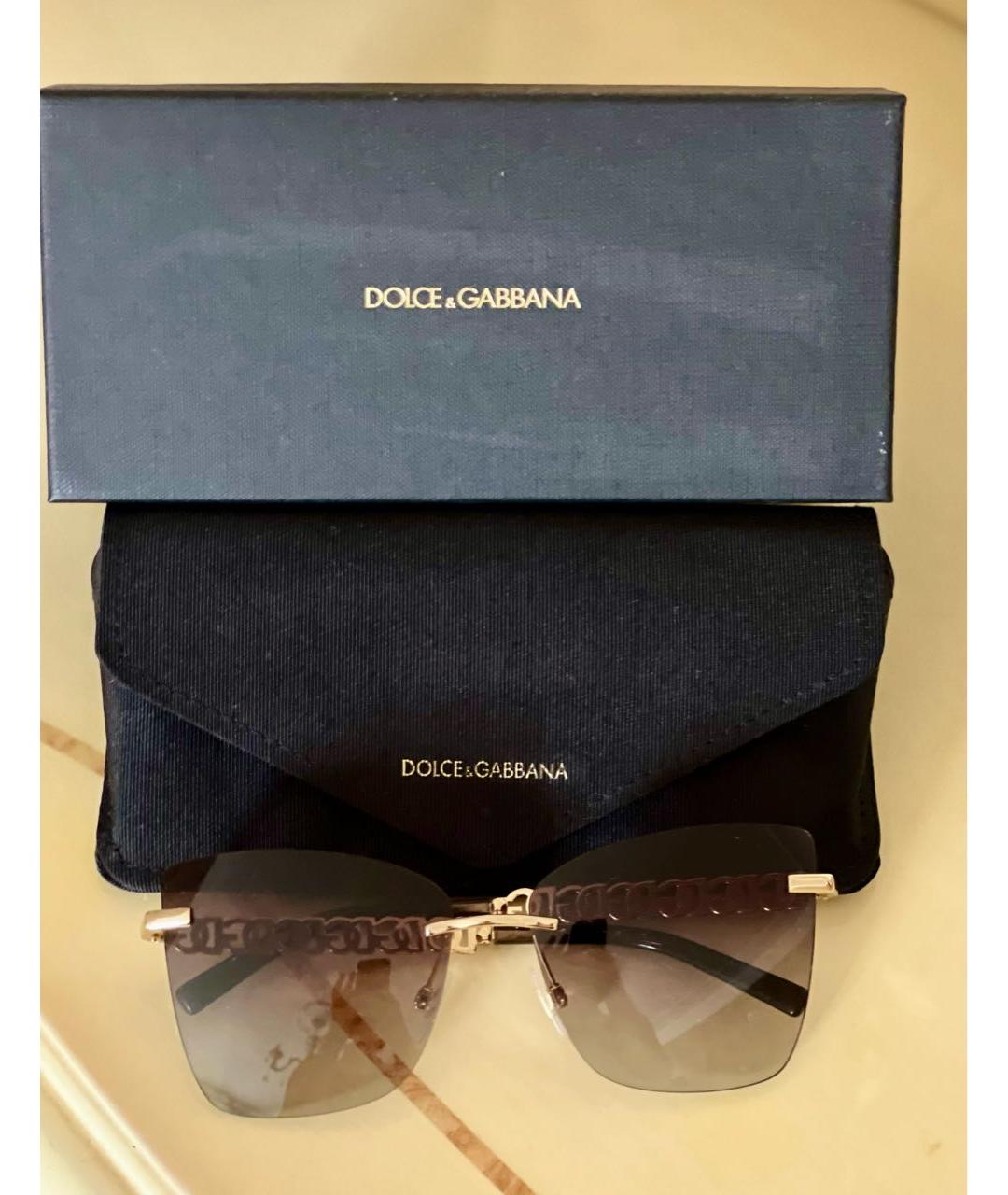DOLCE&GABBANA Золотые металлические солнцезащитные очки, фото 4