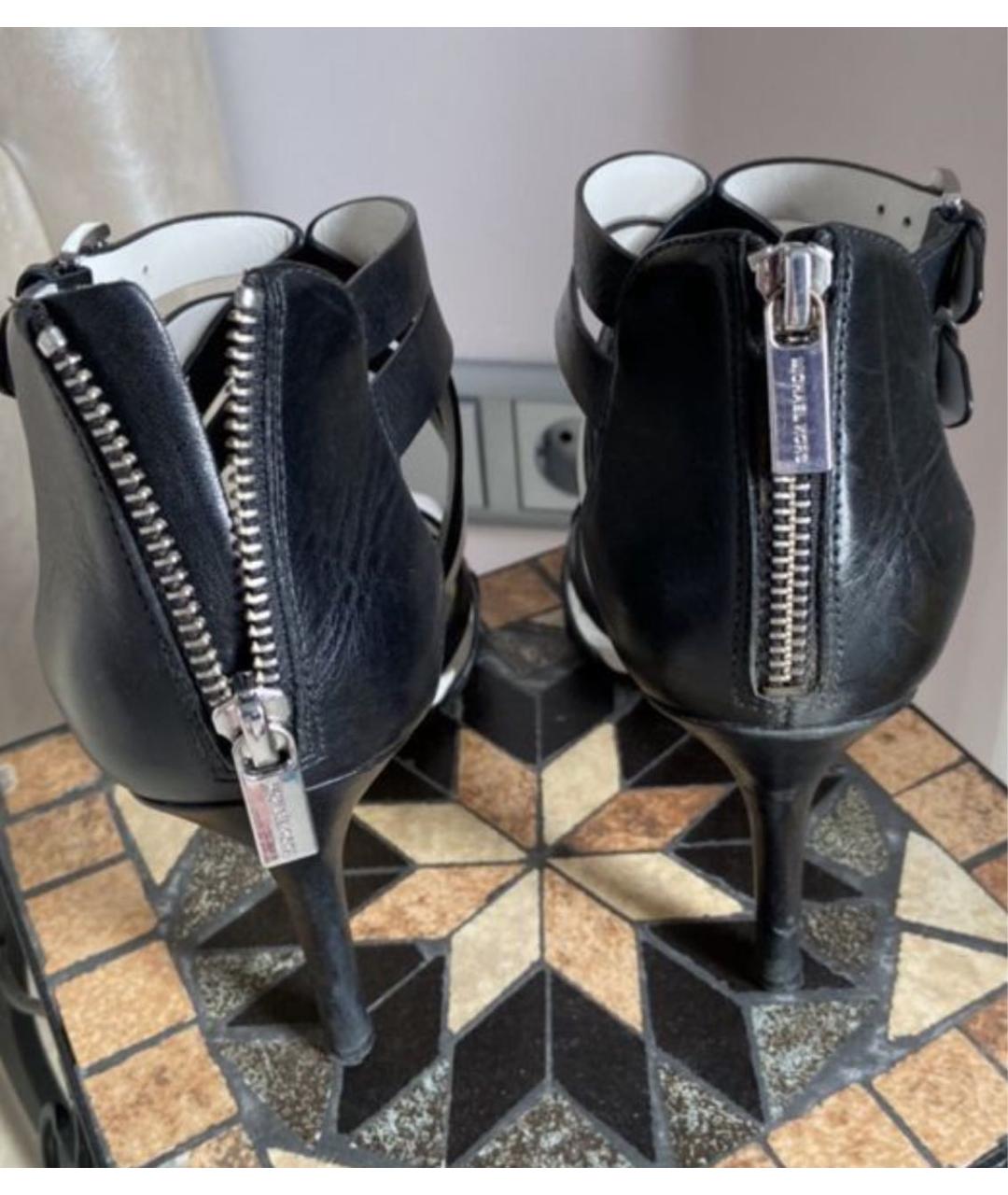 MICHAEL KORS Черные кожаные босоножки, фото 5