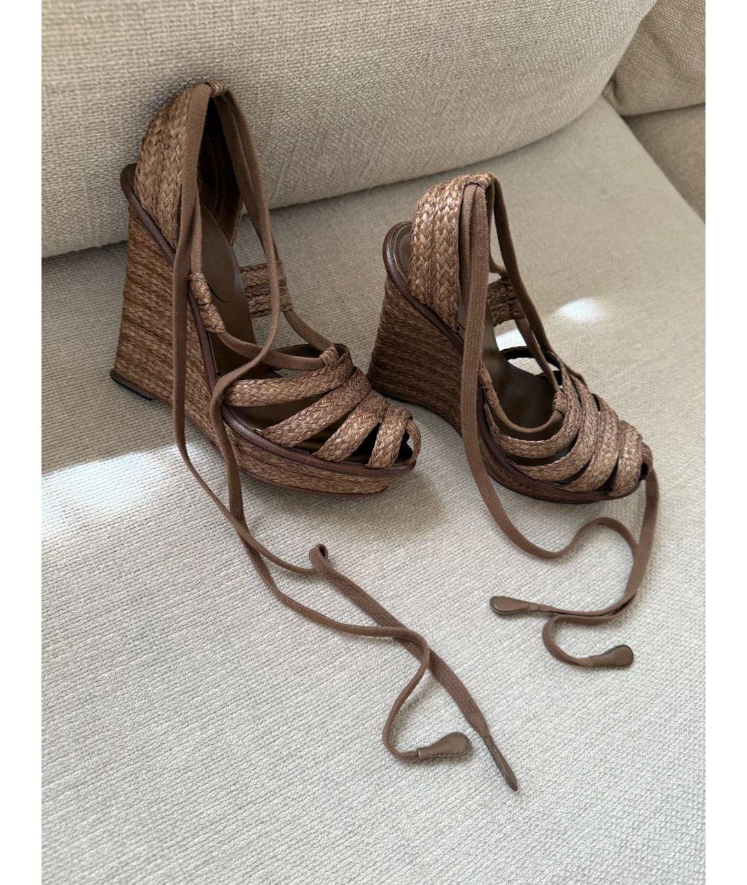 BOTTEGA VENETA Коричневые босоножки, фото 5