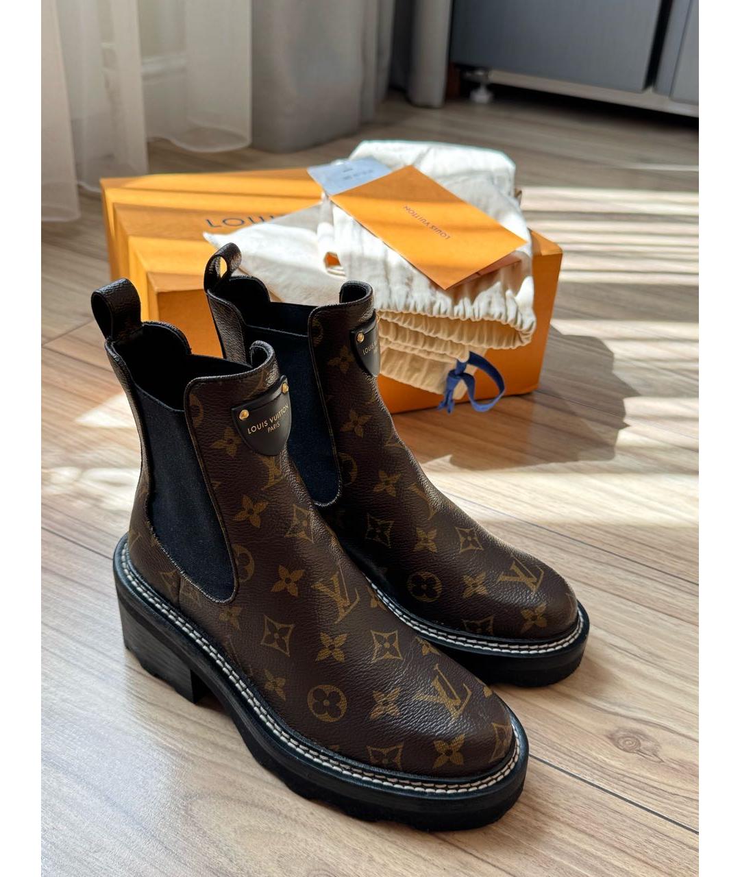 LOUIS VUITTON Коричневые кожаные ботинки, фото 6