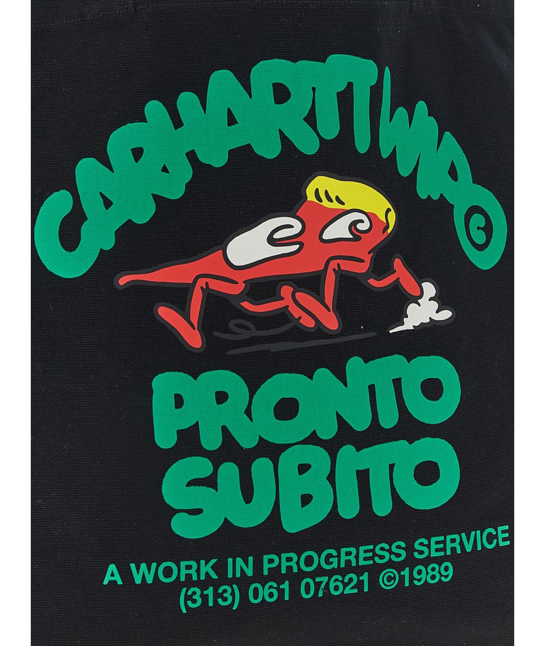 CARHARTT WIP Черная хлопковая сумка тоут, фото 3