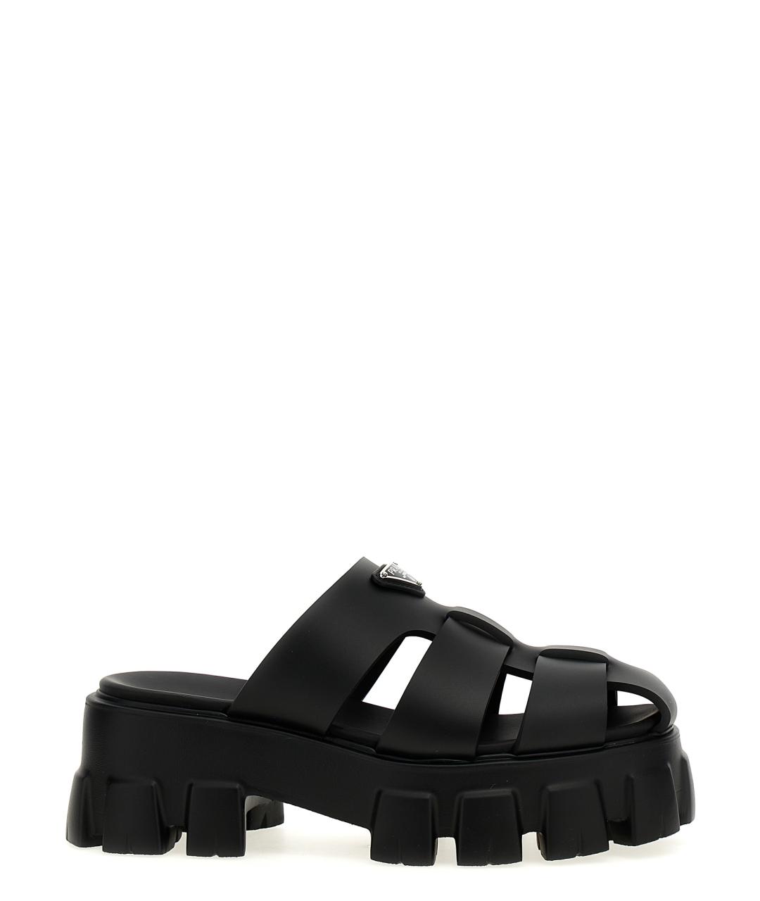 PRADA Черные резиновые сабо, фото 1