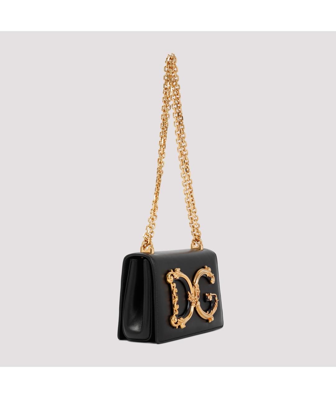 DOLCE&GABBANA Черная кожаная сумка через плечо, фото 4