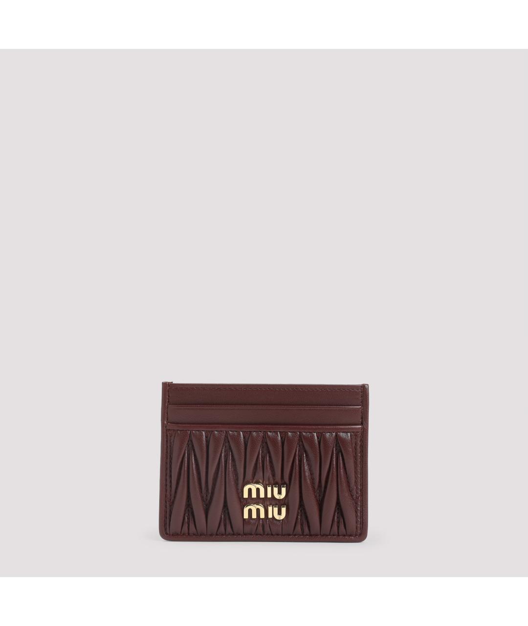 MIU MIU Бордовый кожаный кардхолдер, фото 2