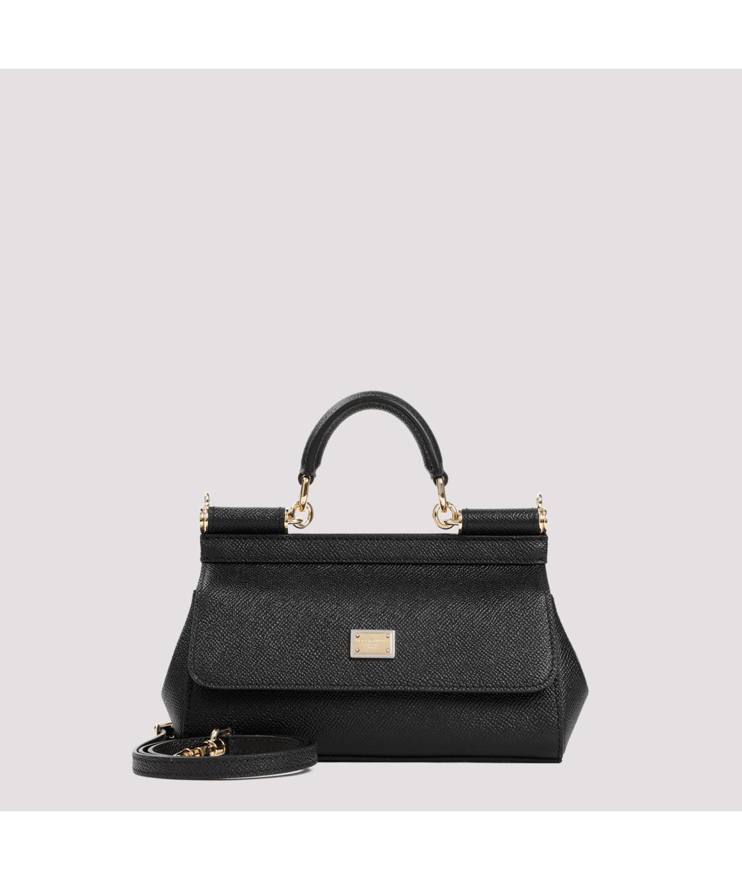 DOLCE&GABBANA Черная кожаная сумка с короткими ручками, фото 2