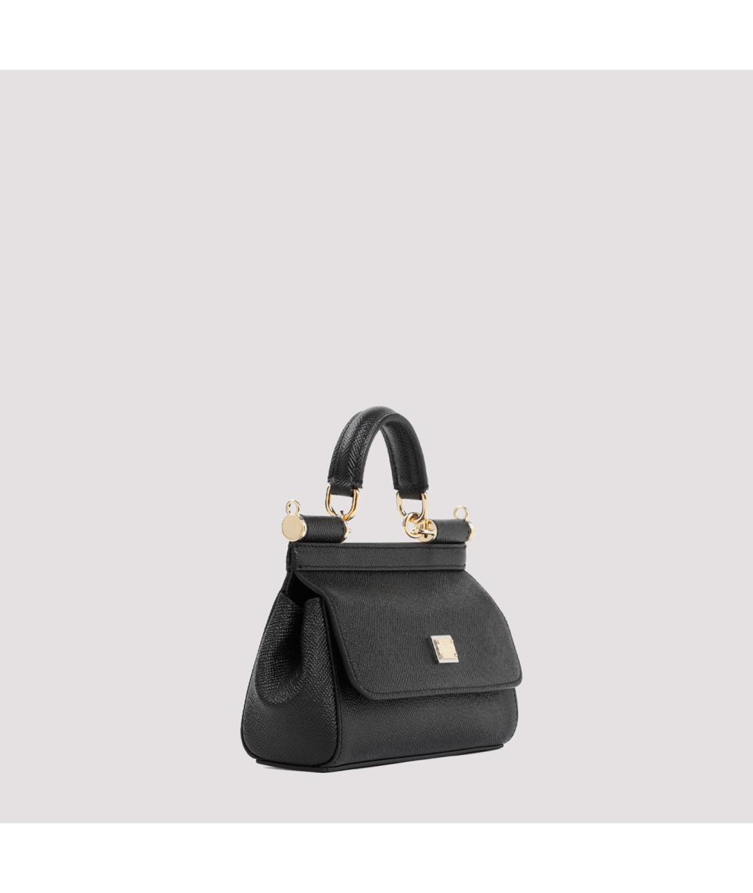 DOLCE&GABBANA Черная кожаная сумка с короткими ручками, фото 4